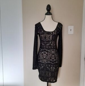 Dynamite Black Lace Long Sleeve Dress
